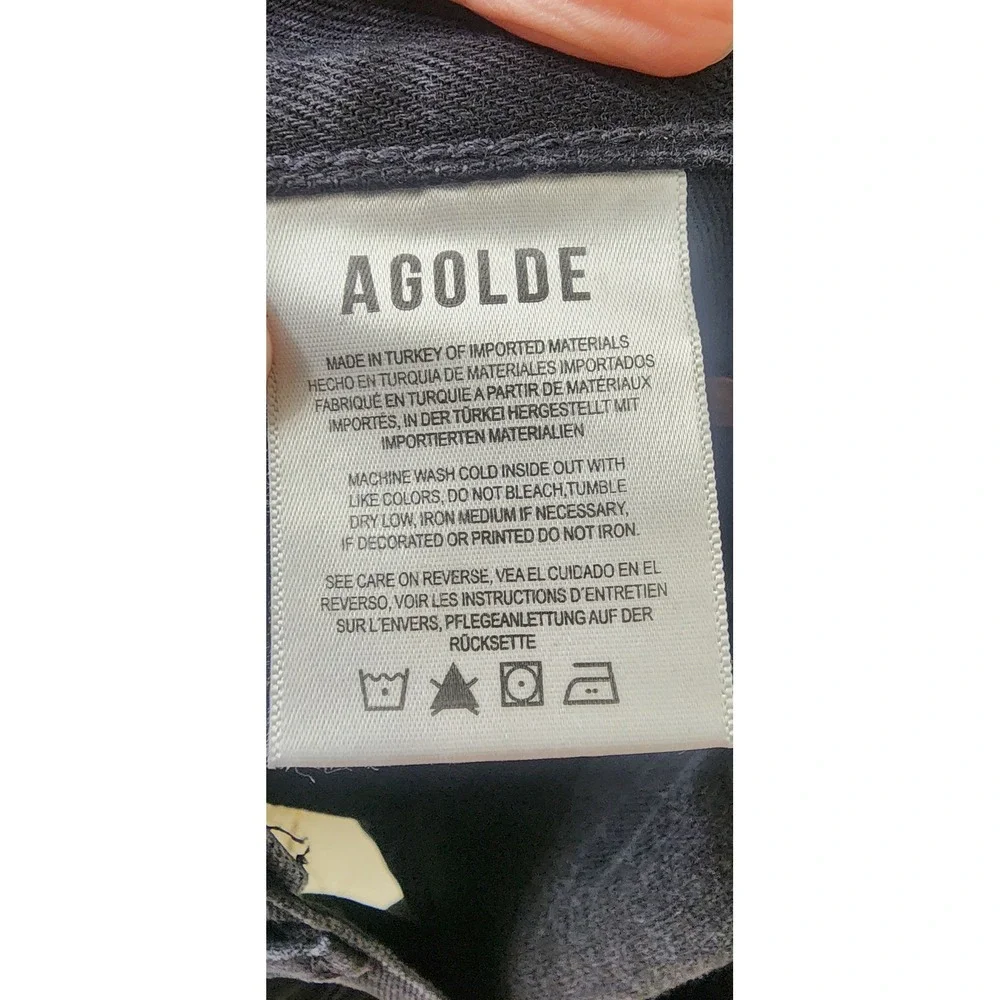 AGOLDE Parker Long With Cuff Vintage Short Black Organic Denim 28 High Rise